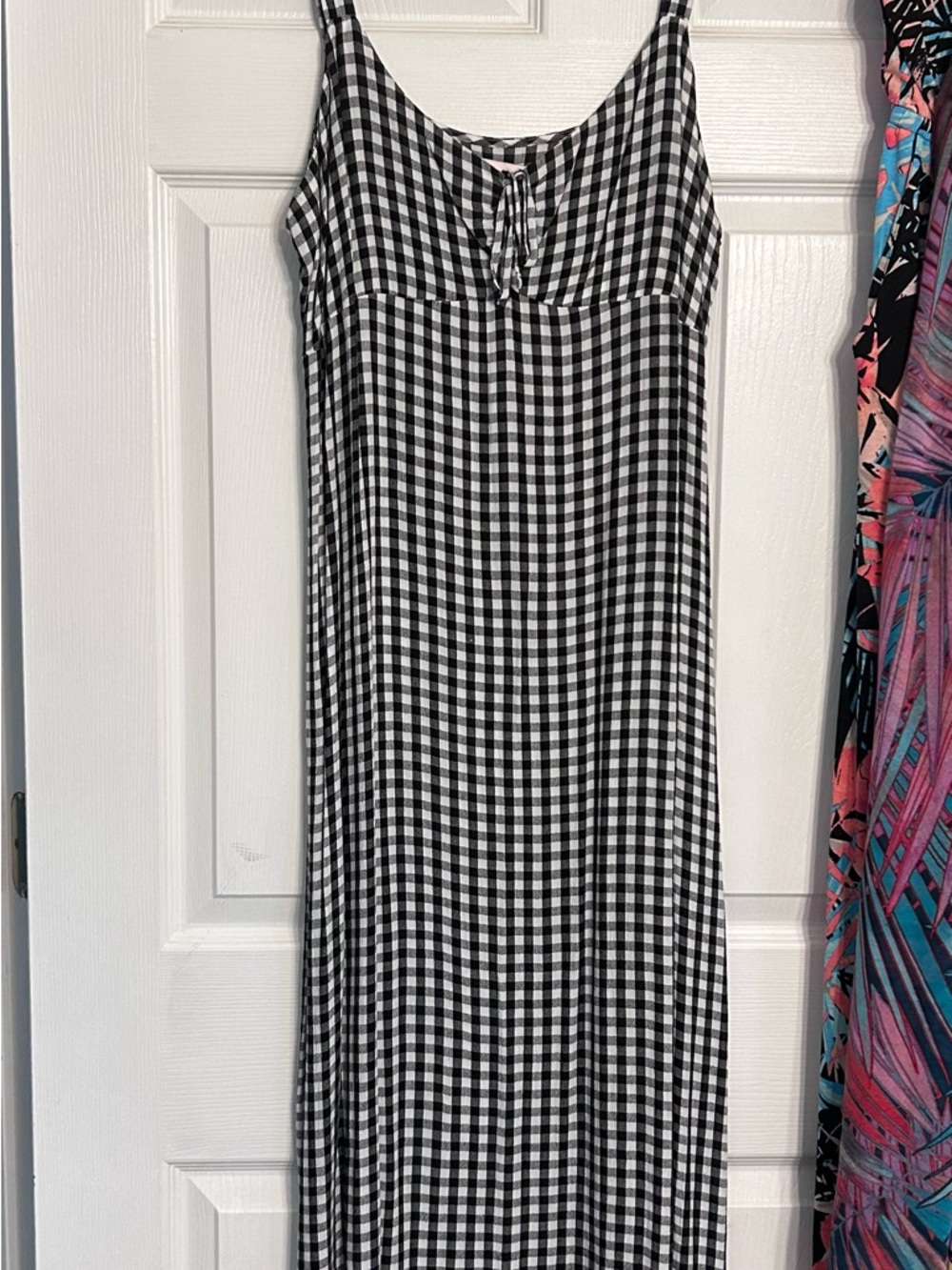 SO Black & White Gingham Maxi Dress with side slit